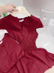 VÁY ĐỎ CẠP CHUN TÔN EO NỮ