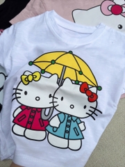 SÉT 3 ÁO CỘC HELLO KITTY TRẮNG HỒNG ĐEN BÉ GÁI SẴN (XẢ 75k)