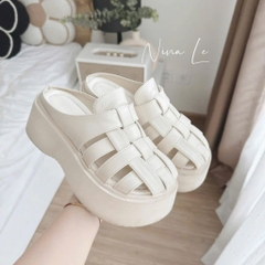 GIÀY DÉP - DÉP SỤC DA MÀU KEM NỮ(XẢ 99k)