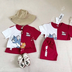 SÉT BỘ COTTON TOM & JERRY TONE TRẮNG ĐỎ CHO BÉ TRAI