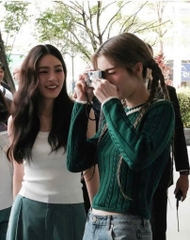 ÁO LEN XANH CỔ TIM VIỀN TRẮNG NỮ THU ĐÔNG SẴN