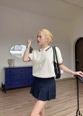 ÁO POLO LEN VIỀN SỌC MÀU BE NỮ SẴN