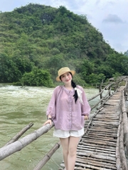 SET BÈO TÍM QUẦN CỘC TRẮNG NỮ