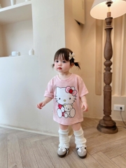 SÉT 3 ÁO CỘC HELLO KITTY TRẮNG HỒNG ĐEN BÉ GÁI SẴN (XẢ 75k)