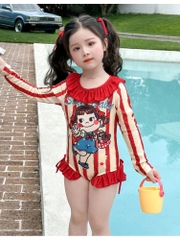 ĐỒ BƠI - JUM BƠI DÀI TAY KẺ ĐỎ BÉ GÁI