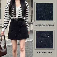CHÂN VÁY DẠ NỮ KIM TUYẾN LẤP LÁNH KÈM ĐAI SẴN (SALE 119k)