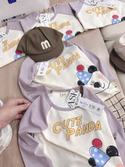 SET BỘ DÀI CUTE PANDA PHỐI QUẦN KẺ BÉ TRAI SẴN(XẢ 39k)