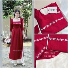 SET ÁO DÀI CÁCH TÂN THÊU NGỰC CỔ VUÔNG NỮ (SALE 150k))