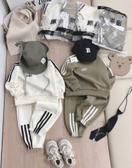 SET DÀI NỈ 3 SỌC HAI DA RÊU KEM BÉ TRAI SẴN