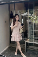 VÁY HỒNG CỔ SƠ MI THÊU NGỰA NỮ SẴN (XẢ 95k)