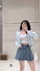 CHÂN VÁY BÒ XẾP LY TRƯỚC SẴN