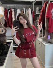 CHÂN VÁY BÒ NỮ ĐỎ NEW TÚI NGANG SẴN