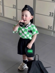 SET 2 BỘ BÉ TRAI KẺ CARO KHỦNG LONG SẴN