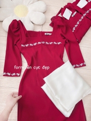 SET ÁO DÀI CÁCH TÂN THÊU NGỰC CỔ VUÔNG NỮ (SALE 150k))