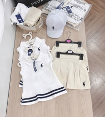 SET POLO THÊU NGỰA KÈM MŨ BÉ GÁI( xả 59k)