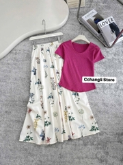 SET ÁO TĂM CHÂN VÁY HOA NỮ