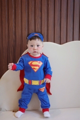 SET BỘ DÀI COTTON SUPER MAN XANH KÈM MẶT NẠ ÁO CHOÀNG BÉ TRAI