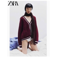 ÁO LEN CADIGAN MẬN Z.ARA PHỐI VIỀN NỮ THU ĐÔNG