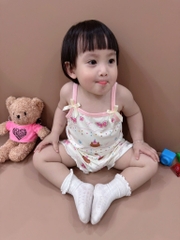 SET 3 BỘ ÁO 2 DÂY HELLO KITTY TÍM KẺ HỒNG BE BÉ GÁI SẴN(XẢ 85k)