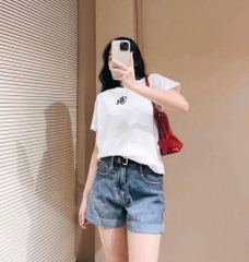 SÉT 2 ÁO PHÔNG CỘC TAY NỮ THÊU TH TOM.MY TRẮNG ĐEN NEW SẴN