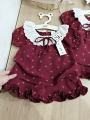 SET BÈO CHẤT ĐŨI ĐỎ ĐẬM BÉ GÁI (SALE 62k)