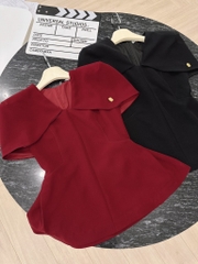ÁO CỘC CHOÀNG VAI HAI LỚP LI EO KÈM TAG NỮ SẴN (SALE 129k)