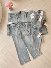 QUẦN JEANS NỮ RÁCH GẤU PHỐI ĐỈA ỐNG SUÔNG SẴN