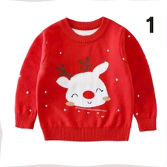 ÁO LEN ĐỎ NOEL DÀI TAY 2 LỚP MỀM MỊN BÉ TRAI BÉ GÁI