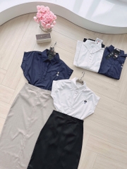 SET SƠ MI TAY LV MIX CV BÚT CHÌ PHỐI NỮ SẴN (SALE 155k)