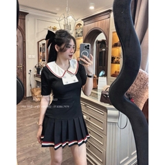 VÁY CỔ PHỐI VIỀN CHÂN XẾP LI- xả 85k