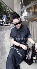 SET ÁO SƠ MI  TAY LỠ PHỐI TÚI HỘP MIX CHÂN VÁY DÀI NỮ