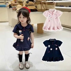 VÁY POLO CỔ BẺ 3 TẦNG HÀN QUỐC CHO BÉ GÁI