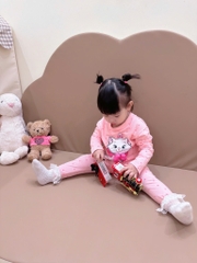 SET 2 BỘ DÀI MÈO NƠ HỒNG XANH BÉ GÁI SẴN