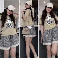 SÉT BỘ CỘC ÁO PHÔNG MICKEY QUẦN KẺ NỮ
