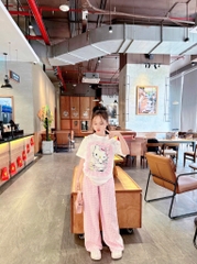 SET ÁO HELLO KITTY QUẦN KẺ DÀI BÉ GÁI ĐẠI