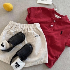 QUẦN KAKI SHORT CẠP CHUN MMY 4M THÊU POLO BÉ TRAIBÉ GÁI ( xả 29k)