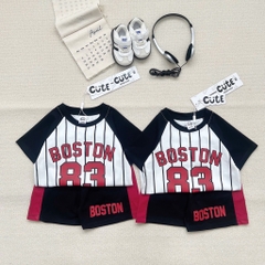 SET BỘ COTTON ĐEN PHỐI SỌC BOSTON 83 CHO BÉ TRAI