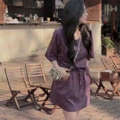SET BỘ ÁO PHÔNG 2 MÀU TÍM VÀ XÁM KÈM CV NỮ