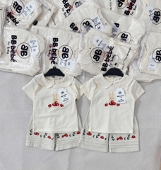 SET ÁO TĂM CỔ SEN PHỐI QUẦN KAKI BÉ GÁI SẴN(XẢ 74k)
