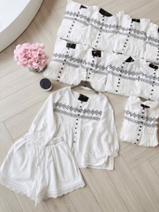 SET IN HOẠ TIẾT MIX QUẦN PHỐI REN GẤU NỮ