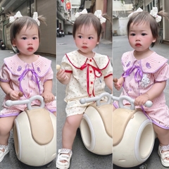 SET 2 BỘ BÈO BÈO CHẤM BI TÍM BE BÉ GÁI
