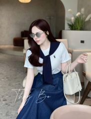 SET CHÂN VÁY LY PHỐI ÁO CT KÈM KHĂN QUÀNG NỮ