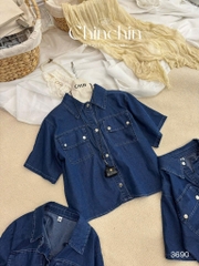 ÁO BÒ DÁNG CROP NỮ SẴN