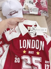 SET POLO ĐỎ LONDON 25 KÈM MŨ BÉ TRAI SẴN