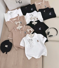 SET 3 ÁO POLO CỔ ĐỨC TRẮNG NÂU ĐEN BÉ TRAI SẴN (sale 97k)