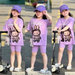 SET BỘ BÉ GÁI CỘC TAY QUẦN NGỐ LABUBU TÍM