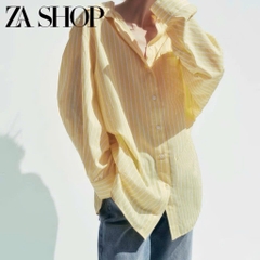 ÁO SƠ MI KẺ Z.ARA LI EO MẶC 2 KIỂU NỮ SẴN