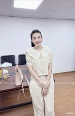 SET BỘ PHỐI CỔ TƠ HOA QUẦN SUÔNG(155k xả)