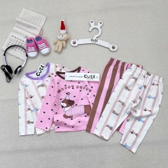 SET 2 BỘ DÀI TÍM HAPPY PUPPY CHO BÉ GÁI
