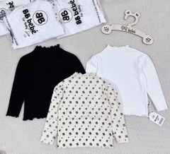 SET 3 ÁO ZIP DÀI TAY ĐEN TRẮNG HOA NHÍ BÉ GÁI (SALE 89k)